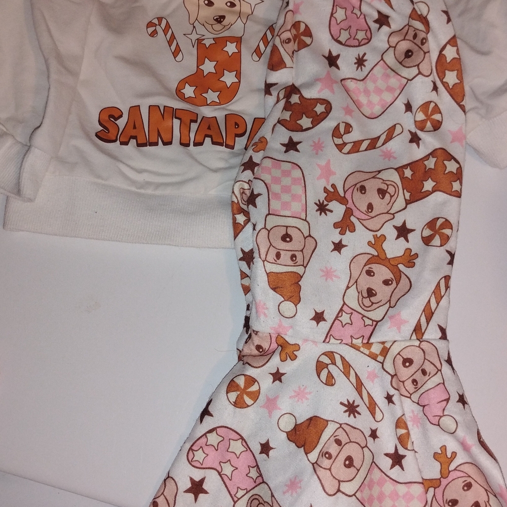 Kids Santa Paws Matching Set - White and Brown